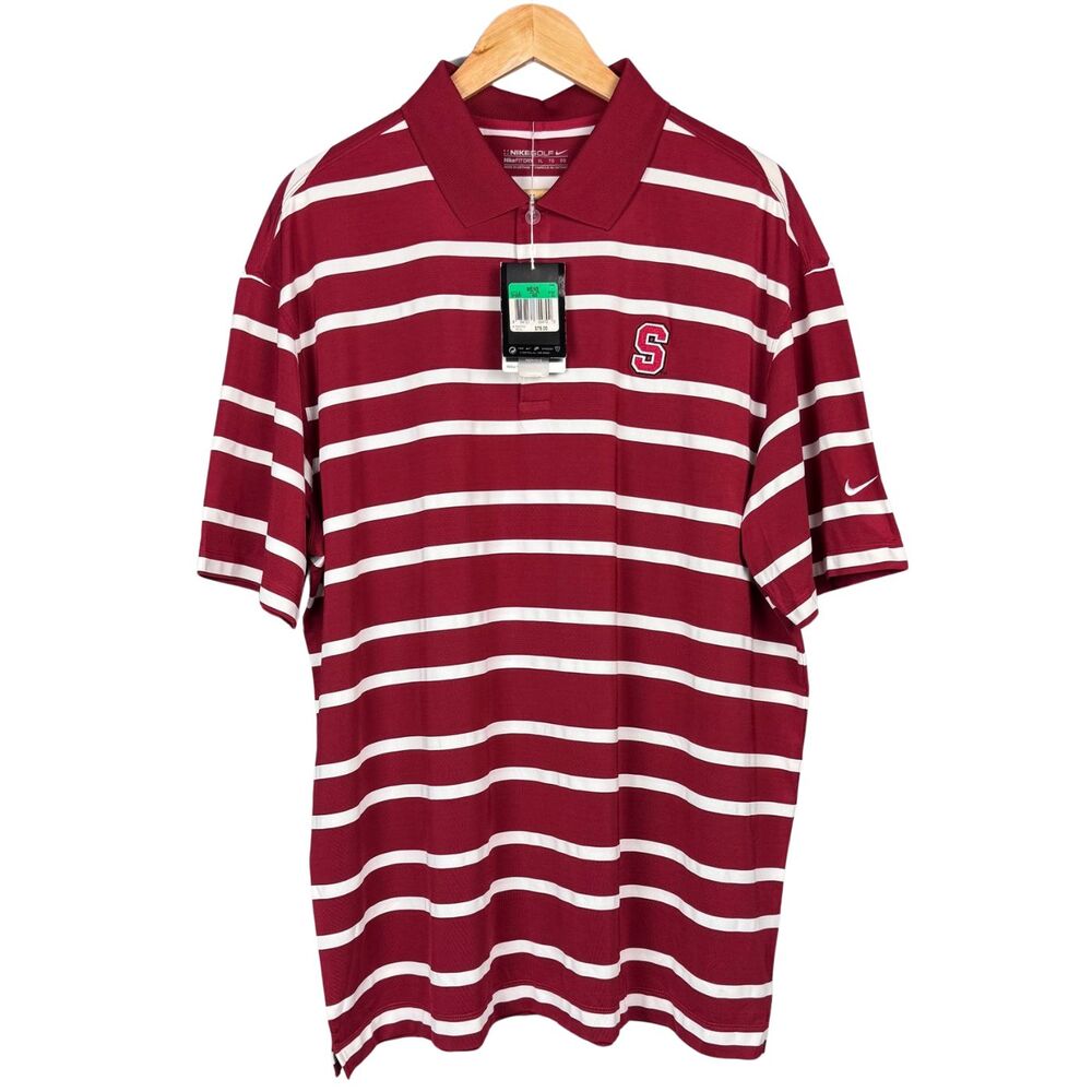 Nike Golf FitDry Polo Shirt Mens Stanford University Stretch Striped XL New‎ Y2K